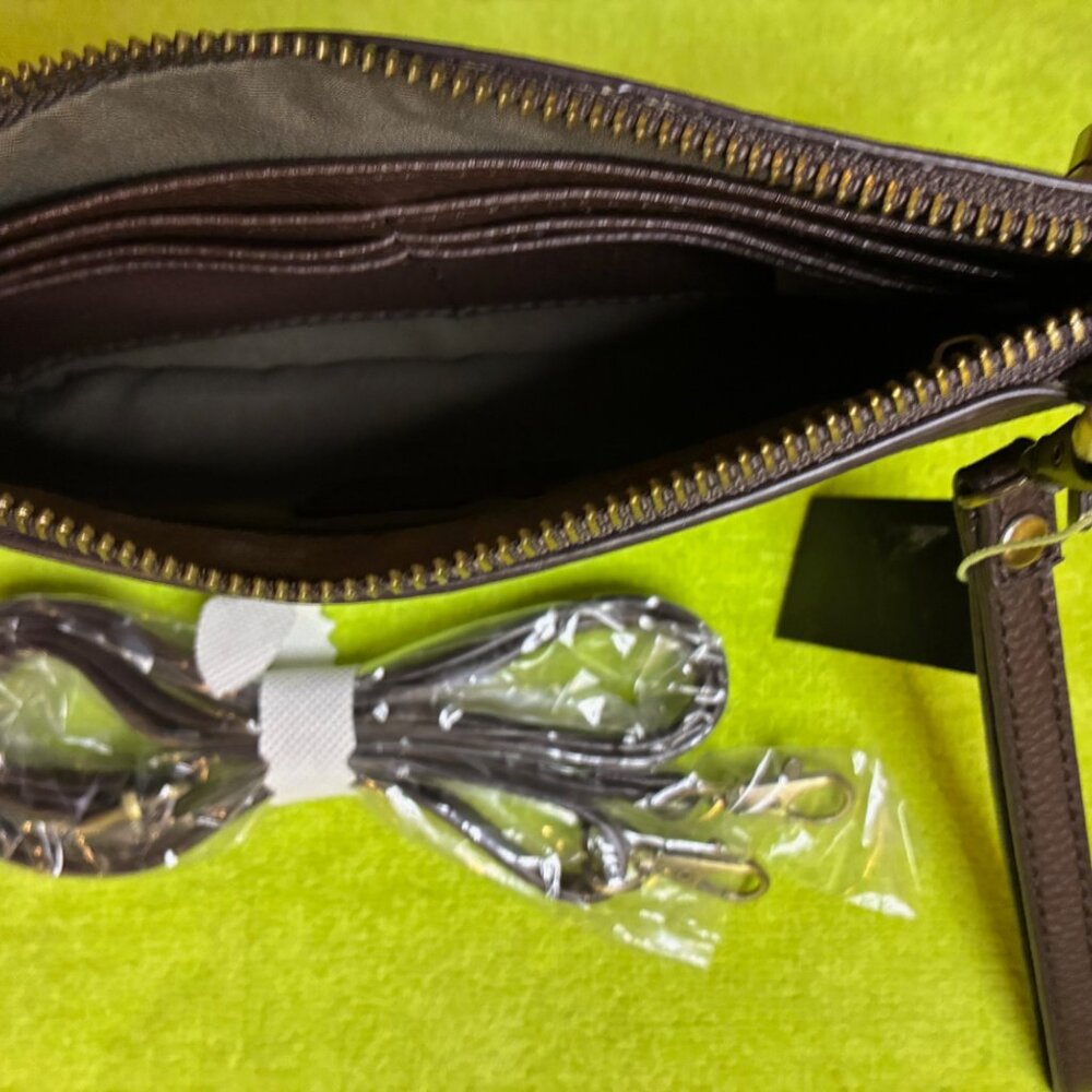 Joy Susan Crossbody Wristlet Clutch, Removable Straps, Dark Brown, Vegan - Picture 3 of 3